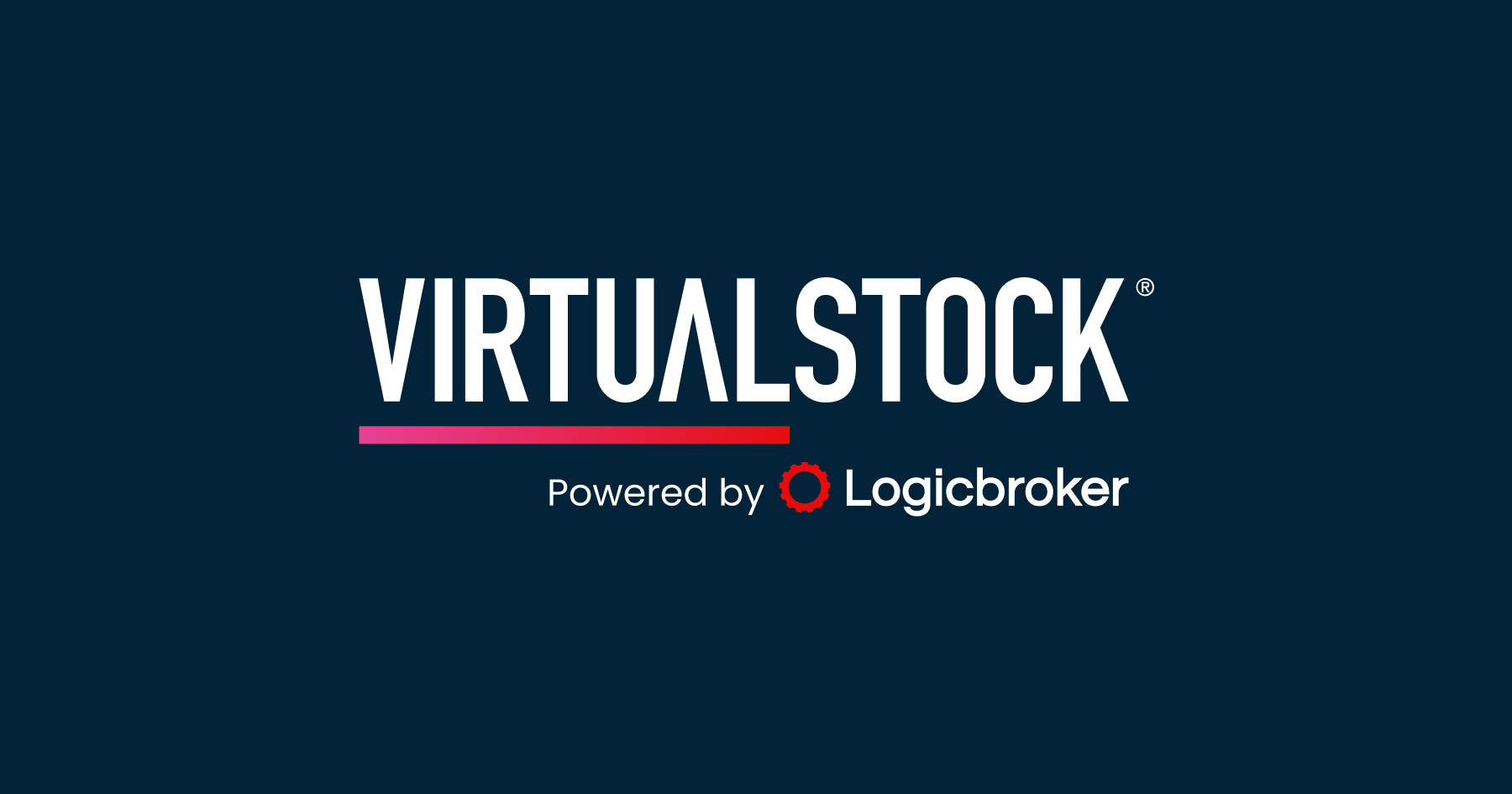 Social card reading Virtualstock, Powered by Logicbroker, on a Midnight background