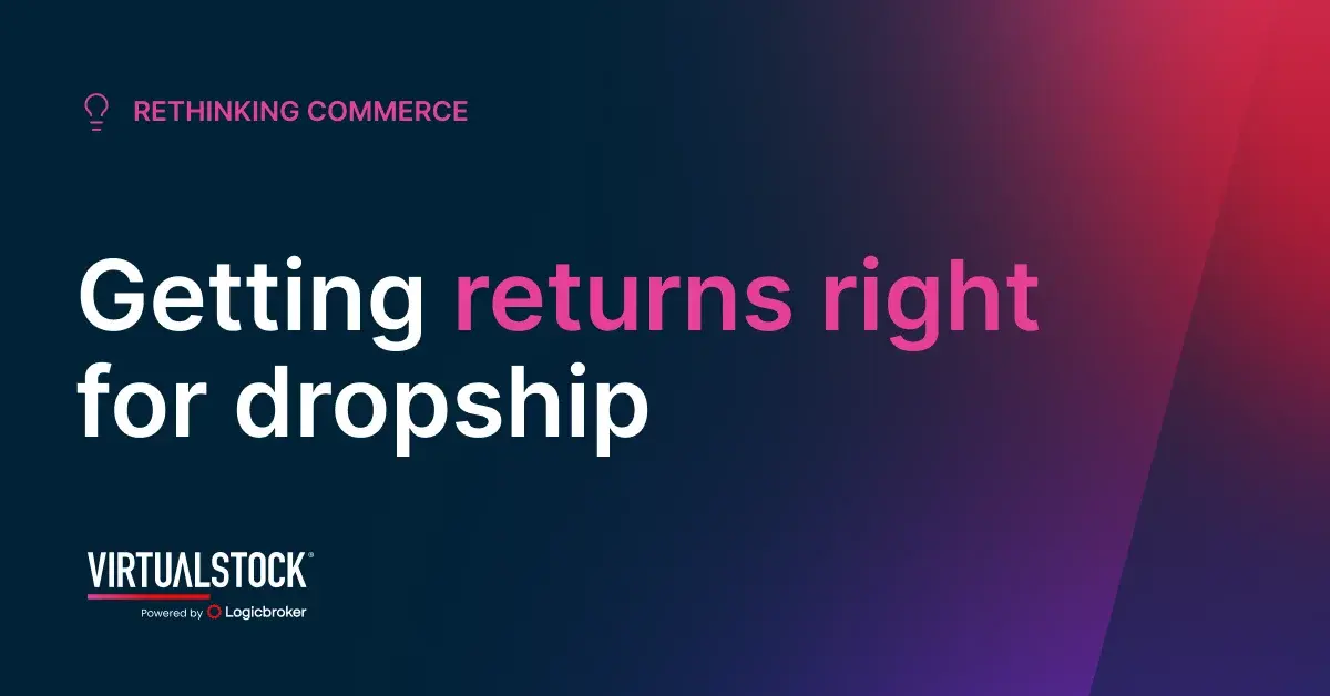 Social card reading Getting returns right for dropship, on a Midnight-to-indigo gradient